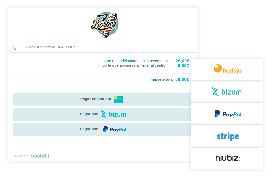 Sistema de reservas online Bizum