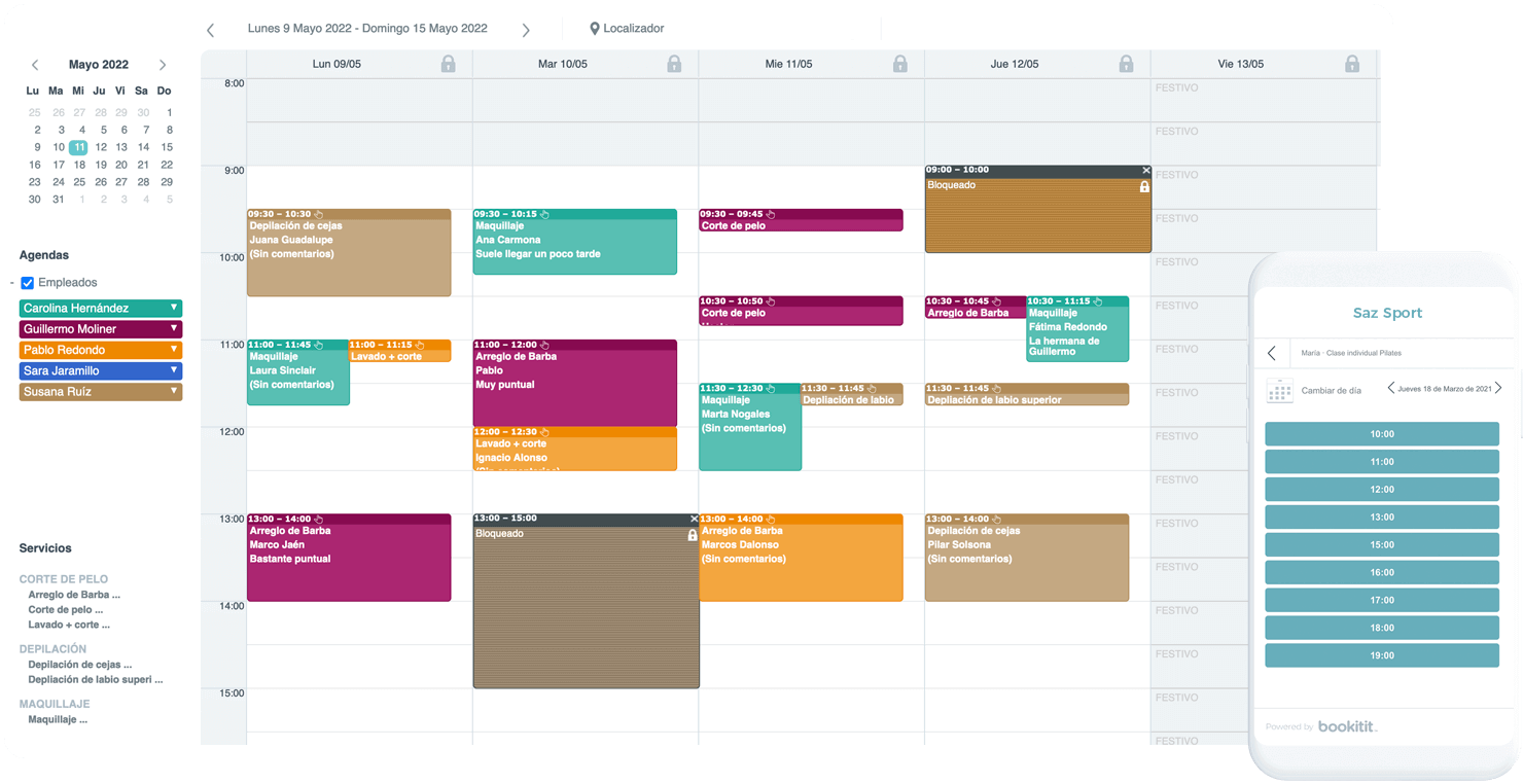 Sistema de reservas online Calendario